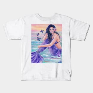 Maeva purple mermaid by Renee Lavoie Kids T-Shirt